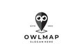 black white owl map direction location logo