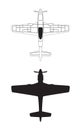 Black and White P-51 Mustang Vector Graphics