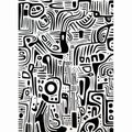 Abstract Doodle Poster With Grotesque Markings And Organic Patterns