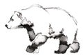 Black and white painting with water and ink draw bear illustration