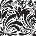 Black and white Paisley vector seamless pattern.