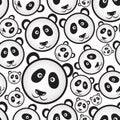 Black and white panda bear head seamless pattern Royalty Free Stock Photo