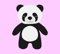 Black and white panda bear stand on pink background