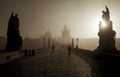 Panorama of Charles Bridge in Prague, Czech Repu