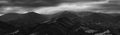 Black and white panorama of Chornogora ridge