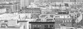 Black and white panorama of Harlem and Bronx, New York.