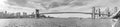 Black and white panoramic picture of Brooklyn Bridge, New York C