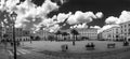 Black and white Panoramic view of Italy Square in the city of Sassari