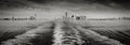 Black & White panoramic view New York skyline as seen from State Royalty Free Stock Photo