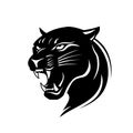 Black and white panther illustration design with a white background