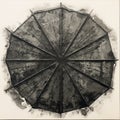 Black And White Paper Umbrella: A Sculptural Painting In Ink
