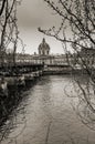 Black and white Passerelle des arts in Paris