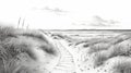 Black And White Path Over Sand Dunes - Realistic Illustration