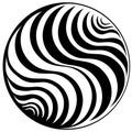 Black and white pattern in a circle. Background.