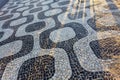 Black and white pattern of the famous sidewalk in Ipanema designed by Oscar Niemeyer, Rio de Janeiro, Brazil