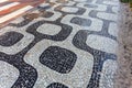 Black and white pattern of the famous sidewalk in Ipanema designed by Oscar Niemeyer, Rio de Janeiro, Brazil