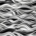 Black and white pattern featuring fluid, wave-like lines creati Royalty Free Stock Photo