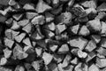 Black and white pattern of firewood cut and stacked Royalty Free Stock Photo