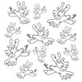 Black and white digital pattern with flying pigeon, separeted on the white background. Doves of peace background