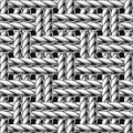 Black and white pattern with loose interwoven rope Royalty Free Stock Photo