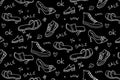 Black and white pattern with shoes vector.Discount shoes banner pattern.