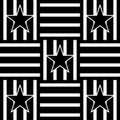 Black white pattern with stars and stripes Royalty Free Stock Photo
