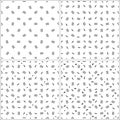 Black-and-white pattern of sticks, dots, waves and crescents Royalty Free Stock Photo