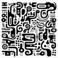 Abstract Black And White Drawing With Intricate Details Royalty Free Stock Photo