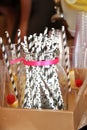 Black and White Patterned Party Straws in Jar