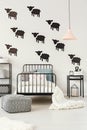 Sheep stickers in kid`s bedroom Royalty Free Stock Photo