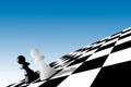 Black & white pawns on checkboard Royalty Free Stock Photo