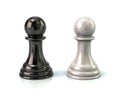 Black and white pawns 3d illustration Royalty Free Stock Photo