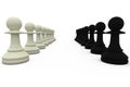 Black and white pawns facing off Royalty Free Stock Photo