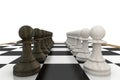 Black and white pawns facing off Royalty Free Stock Photo