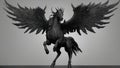 black and white Pegasus A dark demon Pegasus is the symbol of a cult that worships an ancient god of chaos and destruction.