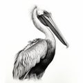 Black And White Pelican Portrait: Detailed Tattoo Drawing With Realistic 3d Effect