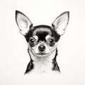 Chihuahua Portrait Drawing: Darktable Processing And Graphic Design-inspired Illustrations