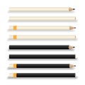 Black and white pencils mock-up isolated on white background.