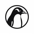 Black And White Penguin Logo With Circle - High Resolution Cad Design