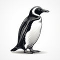 Black And White Penguin Silhouette On Clean White Background