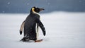 black and white penguin on the white snow Royalty Free Stock Photo