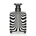Black and white perfume bottle isolated on white background