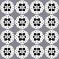 Black and white persian floral seamless repeating pattern with stylized flowers and geometric patterns