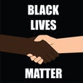 Black and White Person with a  Handshake for the Conceprt of Black Lives Matter Royalty Free Stock Photo