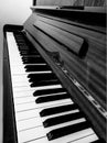 Black and white perspective of a piano in beautiful composition