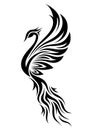 Black and White Phoenix Tribal Tattoo Royalty Free Stock Photo