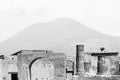 Black and white photo of Ancient ruins in Pompeii, Italy. Royalty Free Stock Photo