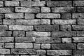 Black and white photo of background of the old brick wall surface is strong, resistant to rain and sun. Royalty Free Stock Photo