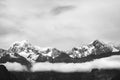 Black and white Photo, Beautiful landscape of the mountain. Lake Matheson, Fox Glacier, New Zealand Royalty Free Stock Photo