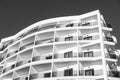 Black and white photo. Beautiful modern architecture of the building. Abstract Black and White Architecture Royalty Free Stock Photo